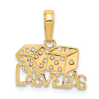 14k Yellow Gold LAS VEGAS with Dice Pendant