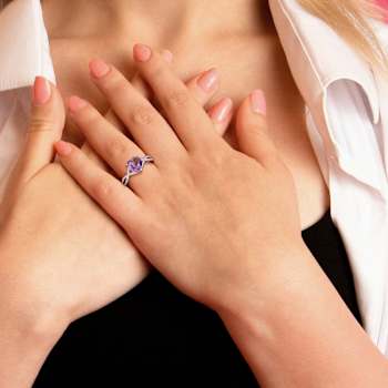 Amethyst and Diamond 14K Rose Gold Infinity Ring 1.7ctw