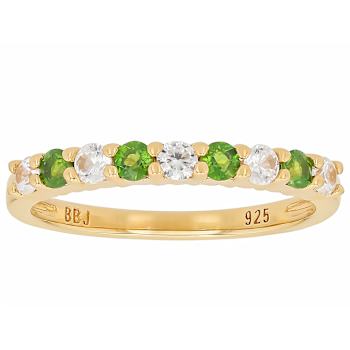Chrome Diopside And White Zircon Band Ring In 18K Gold Over Sterling
Silver 0.68ctw
