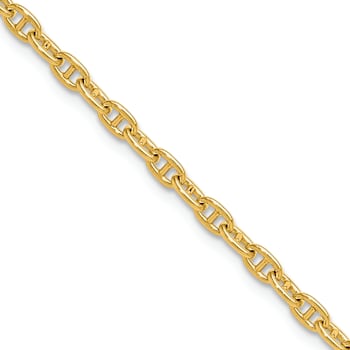 14k Yellow Gold 3mm Solid Mariners Link 24 Inch Chain
