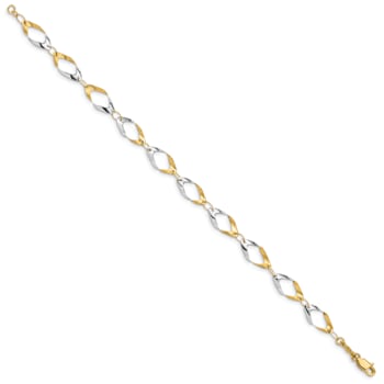 14k Two-tone Gold 7mm Oval Link Bracelet