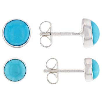 Turquoise Sterling Silver Stud Earring Set Of Two Pairs 5mm And 6mm