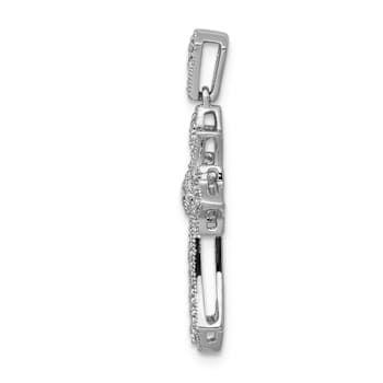Rhodium Over 10k White Gold 0.17 ctw Diamond Fleur-de-Lis Cross Pendant