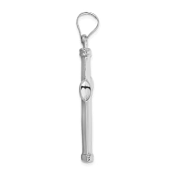 Rhodium Over 14k White Gold 3D Polished Stamping Cross Pendant