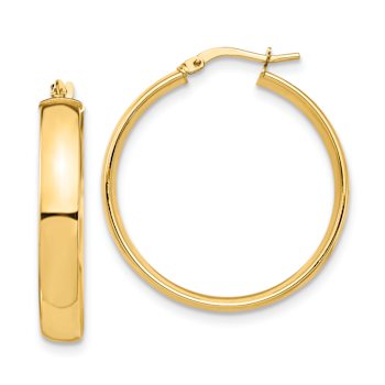 14k Yellow Gold High Polished 1 1/4" Hoop Earrings