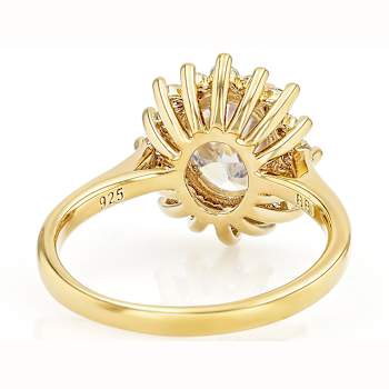 Diamond Simulant Oval And Lab-Created Moissanite Ring In 18K Gold Over
Sterling Silver 2.87ctw