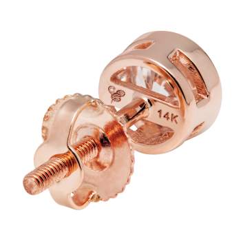 White Cubic Zirconia 14k Rose Gold Studs With Velvet Gift Box 1.00ctw