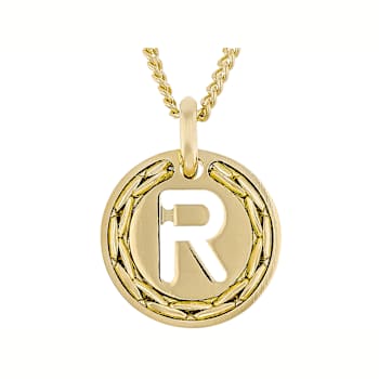 Cardano Initial R Pendant Necklace In 18K Gold Over Bronze