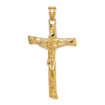 14k Yellow Gold Textured Crucifix Pendant