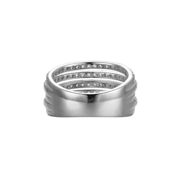 White Cubic Zirconia Platinum Over Sterling Silver Three Row Band Ring 2.57ctw