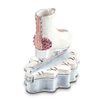 GLIDER Pink and White Ice Skate Trinket Box