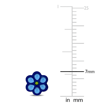 Children's Blue Enamel Flower Stud Earrings in Sterling Silver