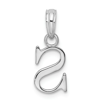 Sterling Silver Polished Block Initial -S- Pendant