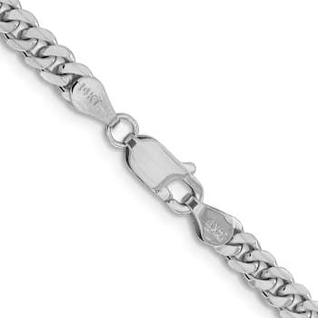 Rhodium Over 14k White Gold 4.25mm Solid Miami Cuban 20 Inch Chain