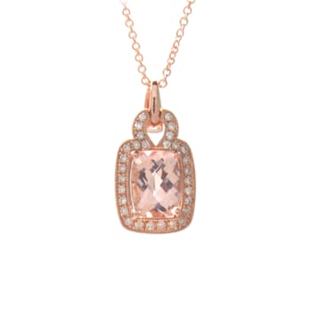 1.35ctw Morganite and Diamond Pendant in 14k Rose Gold