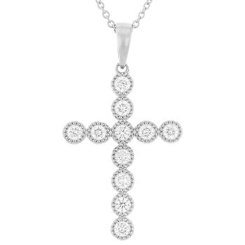 Lab-Grown Diamond Cross Pendant In Sterling Silver 0.75ctw