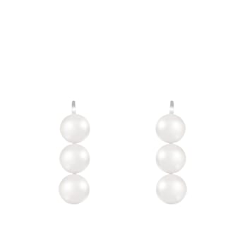 4.5-5mm White Cultured Freshwater Pearl Rhodium Over Sterling Silver Earrings