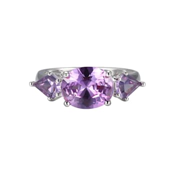 Lab Created Alexandrite Sapphire Platinum  December Birthstone Ring 3.28ctw