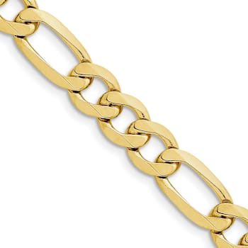 10k Yellow Gold 10mm Concave Open Figaro Link Bracelet