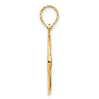 14k Yellow Gold Polished Claddagh Circle Pendant