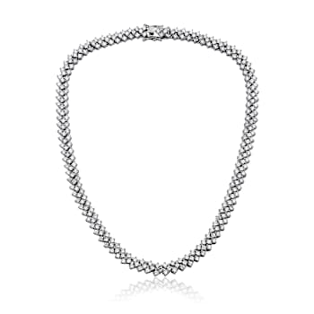 CZ Braided Tennis Necklace In Sterling Silver