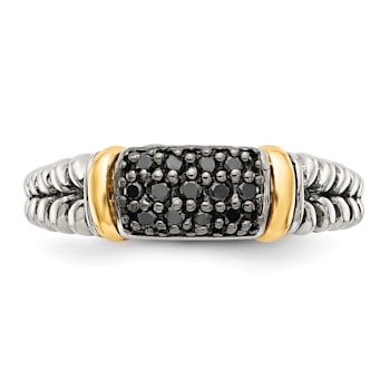 Sterling Silver with 14K Accent Antiqued Black Diamond and Black Rhodium Ring