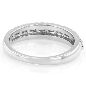 Baguette and Round Lab-Grown Diamond Band Ring in Sterling Silver