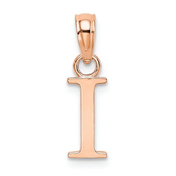 14k Rose Gold Polished Block Letter I Initial Pendant