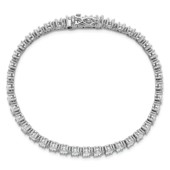 Rhodium Over Sterling Silver Polished Fancy Oval Cubic Zirconia Bracelet