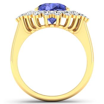 3.86ctw Violet Tanzanite and Diamond 14K Yellow Gold Halo Ring