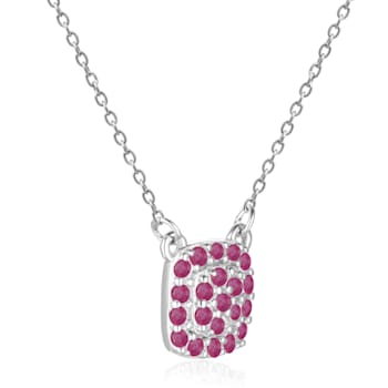 Ruby Sterling Silver Necklace, 16 Inches
