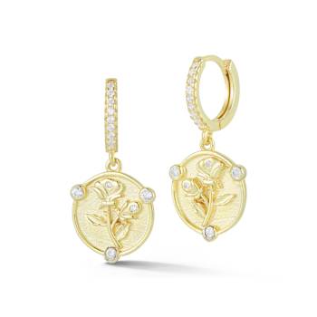 Sterling Statements 14K Yellow Gold Over Sterling Silver Cubic Zirconia
Rose Charm Earrings