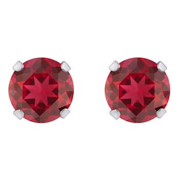 5mm Round Lab Created Ruby Rhodium Over 10k White Gold Stud Earrings