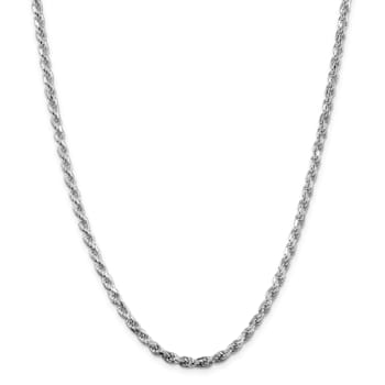 Rhodium Over Sterling Silver 3.5mm Diamond-cut Rope Chain