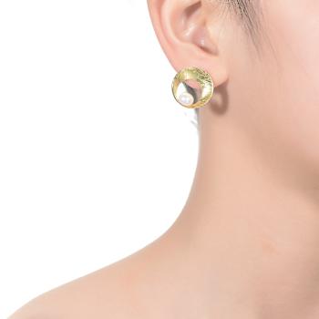 Freshwater Pearl Stud Earrings In 14K Gold Over Sterling Silver