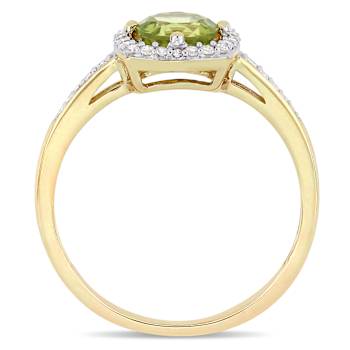 Peridot and Diamond 10K Yellow Gold Ring 1.06ctw