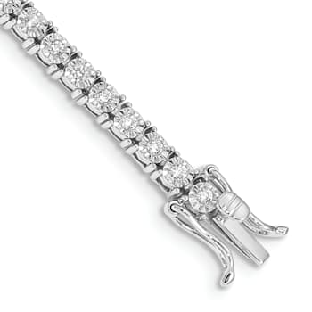 Rhodium Over 14k White Gold Illusion Setting Diamond Bracelet