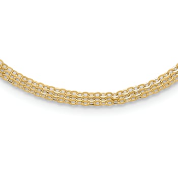 14K Yellow Gold Polished Fancy Triple Cable Chain Necklace