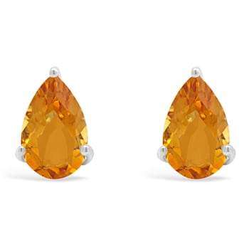 8x5mm Pear Shape Citrine Rhodium Over Sterling Silver Stud Earrings