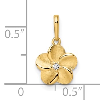 14K Yellow Gold Cubic Zirconia Flower Pendant