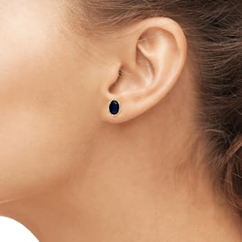 Black Sapphire with White Diamond Accent 14K Gold Over Sterling Silver
Earrings 1.10ctw