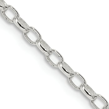 Sterling Silver 2.5mm Oval Fancy Rolo Chain Necklace