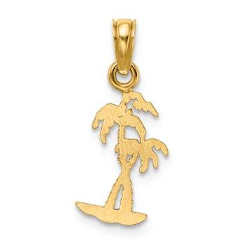 10K Yellow Gold Textured Mini Double Palm Trees Charm