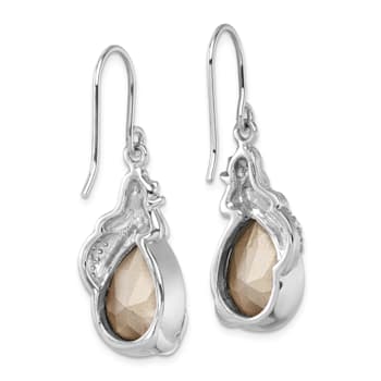 Rhodium Over Sterling Silver Polished Cubic Zirconia Mermaid Dangle Earrings