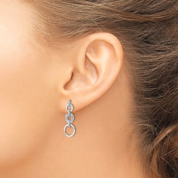 Rhodium Over 14K White Gold Lab Grown Diamond Fancy Dangle Earrings