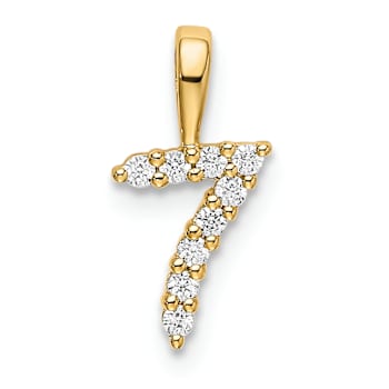 14k Yellow Gold Diamond Number 7 Pendant