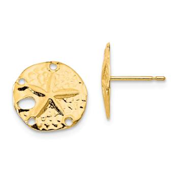 14K Yellow Gold Sand Dollar Post Earrings