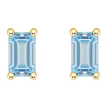 5x3mm Emerald Cut Aquamarine 14k Yellow Gold Stud Earrings