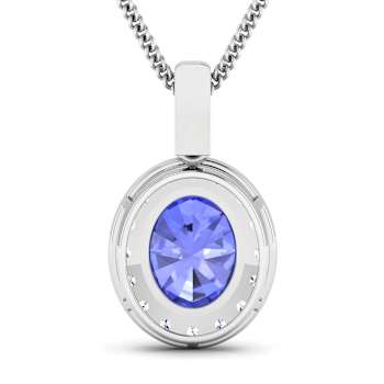 2.50ctw 14K White Gold Tanzanite and White Diamond Pendant with 18 inch
Cable Chain