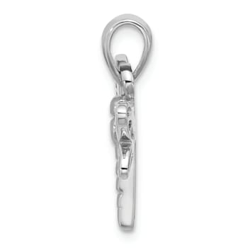 Rhodium Over Sterling Silver Polished Abalone Dragonfly Pendant